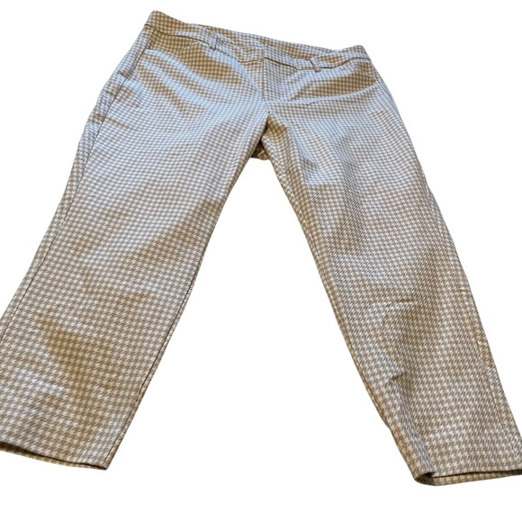 Old Navy Plus Size 20 Tan White Houndstooth-High Rise Pixie Pants-NWT - Picture 3 of 14